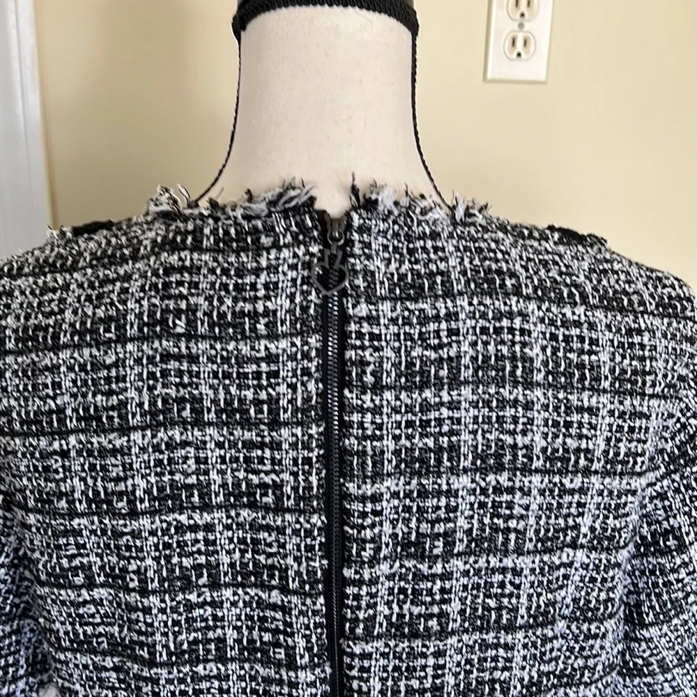 Kate Spade Bicolor Scallop Tweed Dress